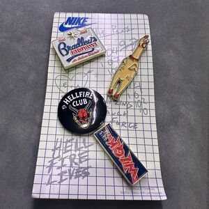 Nike Stranger Things Pin Lot – Hellfire Club, Nike, Braddock Big Bun, Waffle